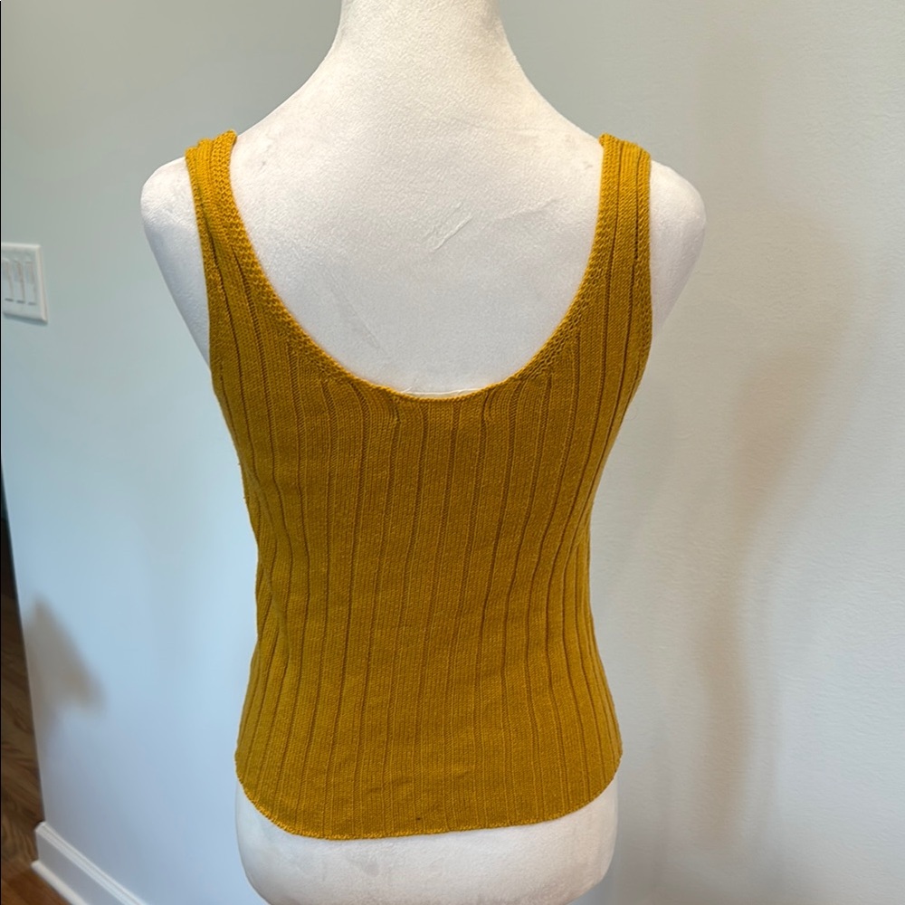 Mustard Button-Down Ribbed Tank Top - Picture 4 of 4